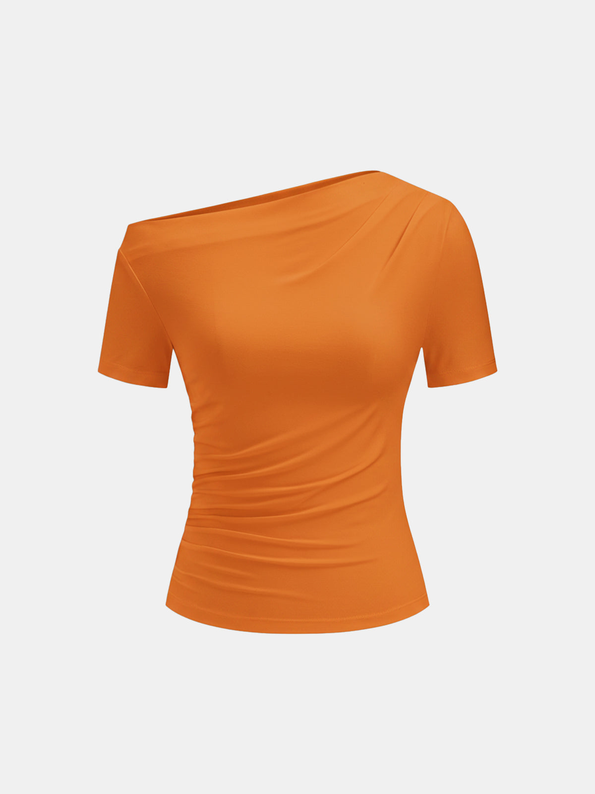 Ruched Off Shoulder Slim Short Sleeve Top