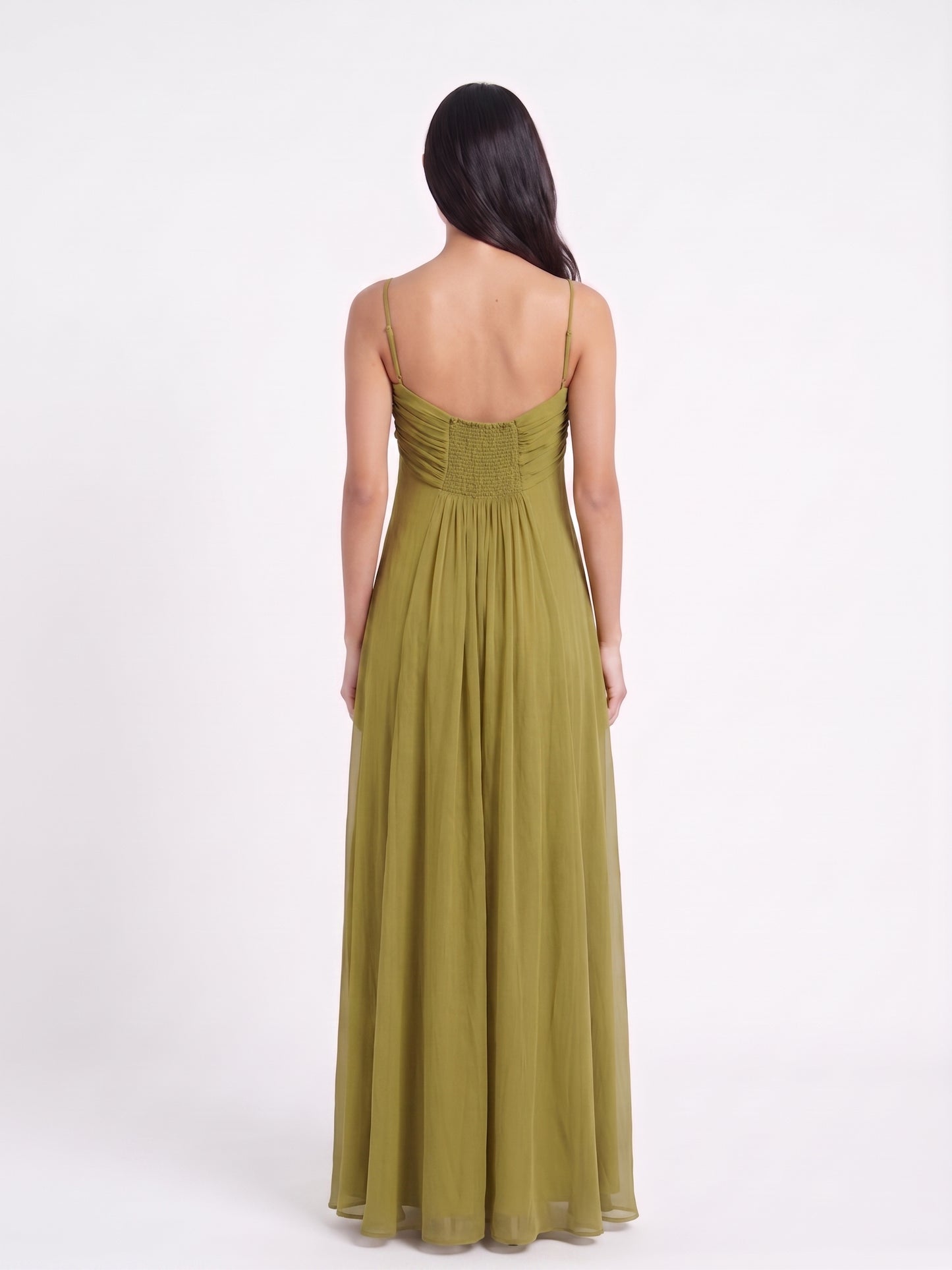 Vestido Maxi Flou Olive Morea