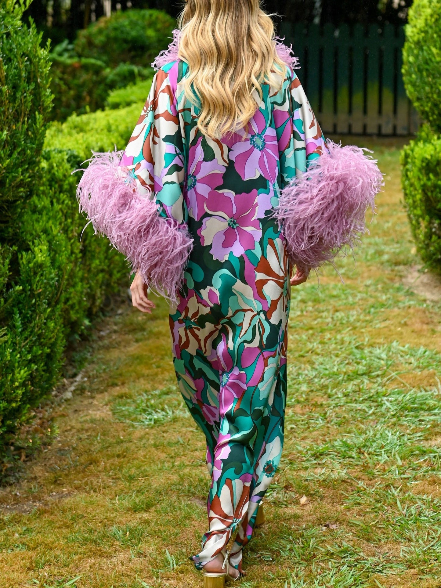 Posidonia Feathered Floral Kaftan
