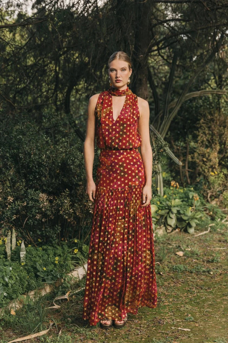 Bohemian Halter Skirt Set