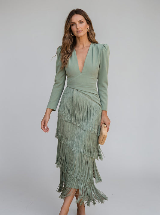 Sofía | Vestido elegante con flecos