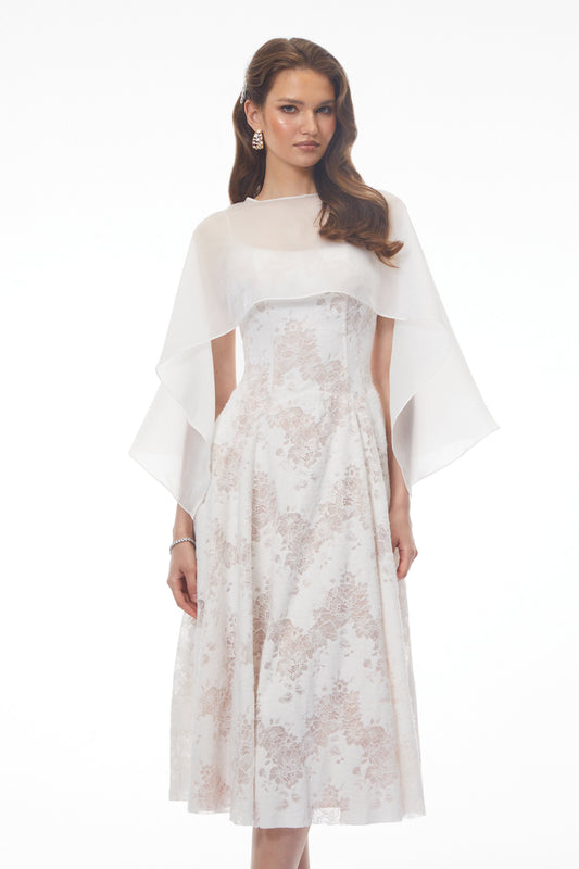 Elena White Sleeveless Lace Midi Dress