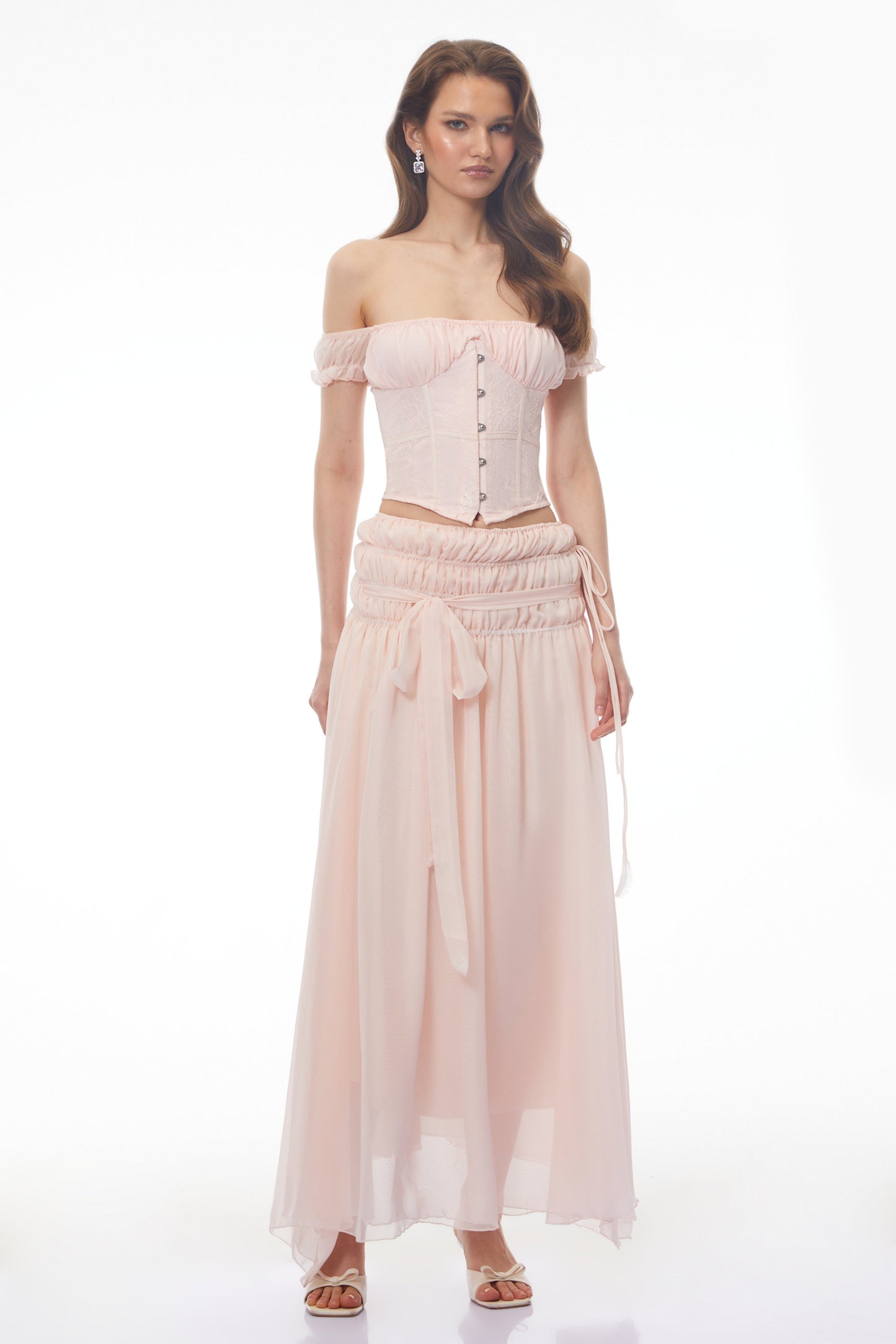 Wikitoria Pink Sweetheart Lace Top & Skirt Set