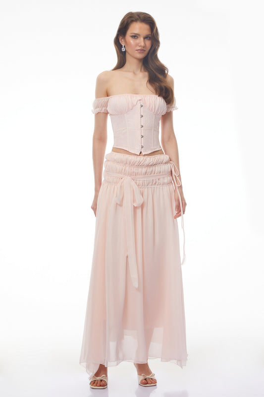 Wikitoria Pink Sweetheart Lace Top & Skirt Set