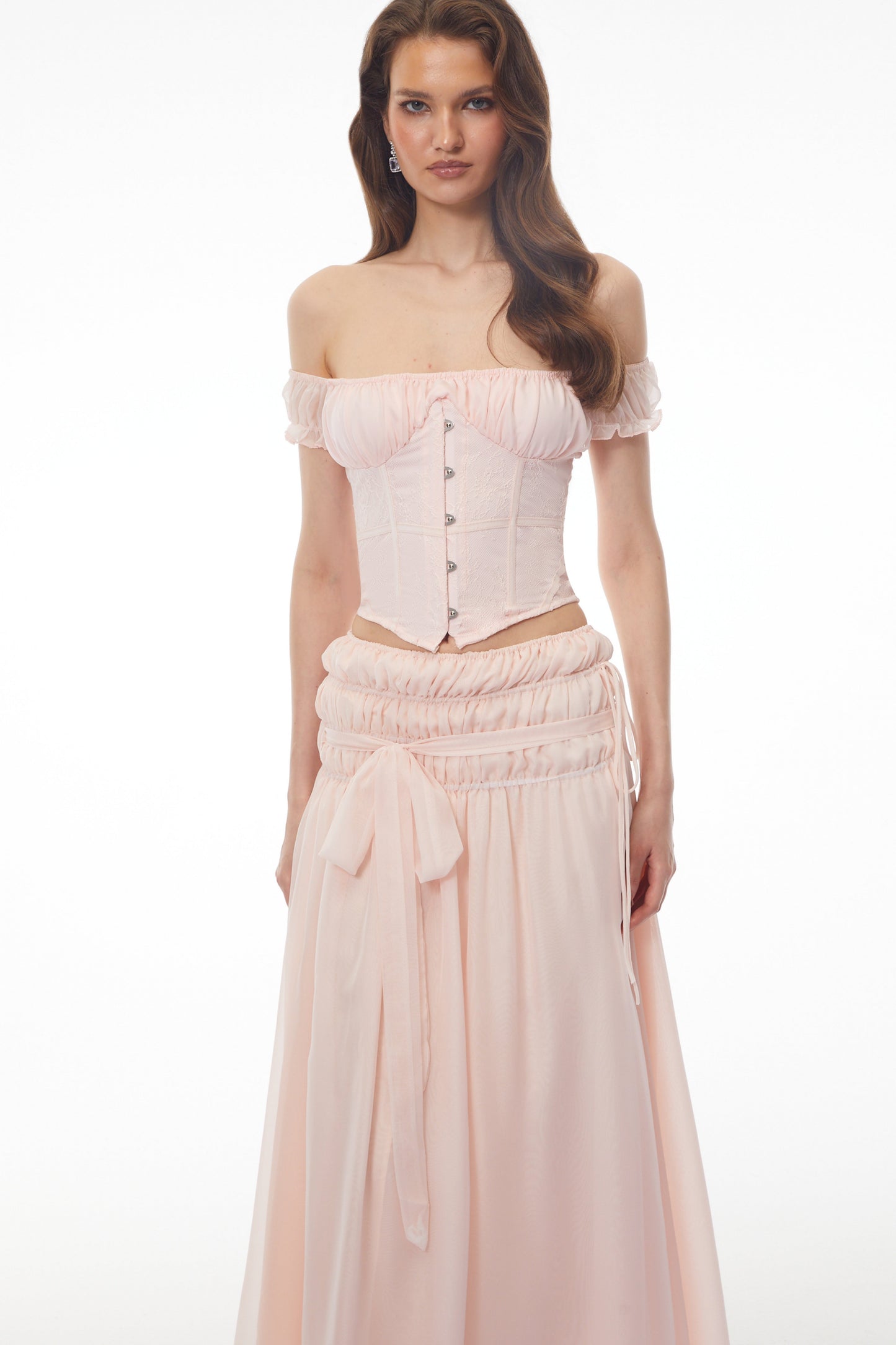 Wikitoria Pink Sweetheart Lace Top & Skirt Set