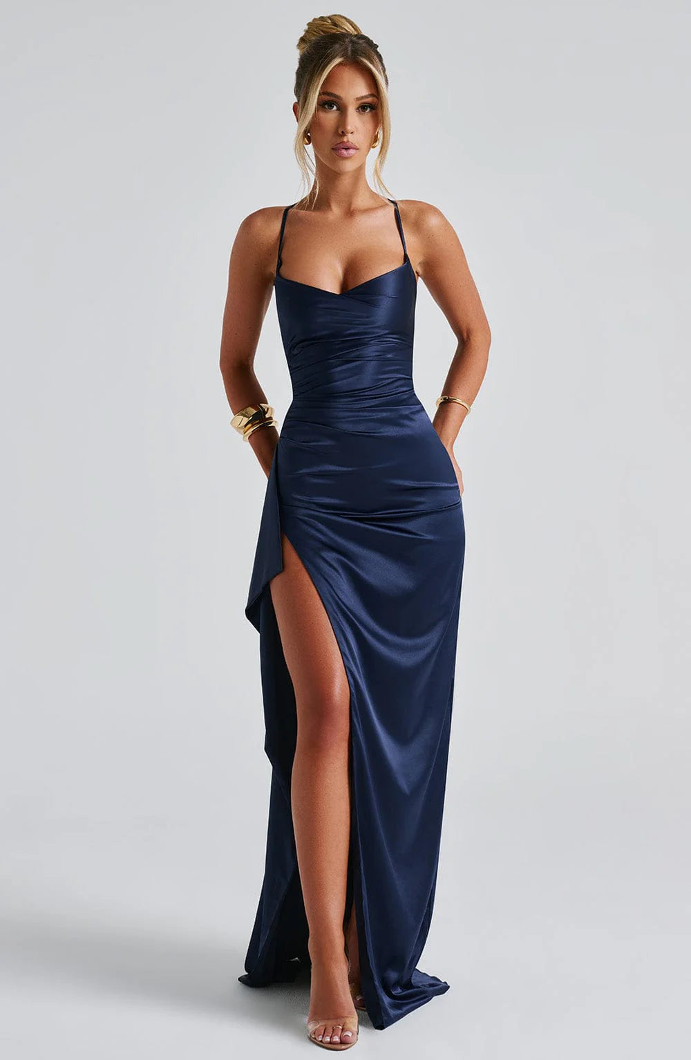 Vestido largo — Azul marino